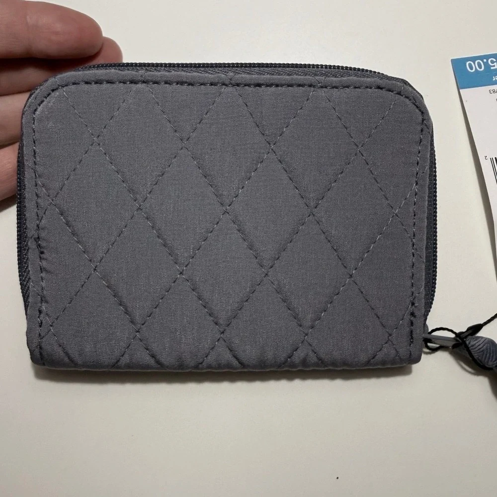 Vera Bradley RFID‎ Small Zip-Around Wallet Carbon Gray Microfiber 39334-I58 NWT - Picture 2 of 7